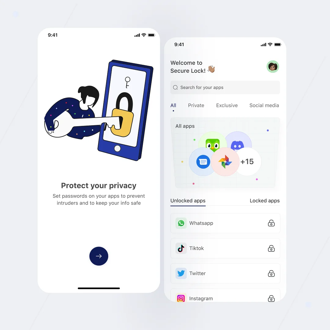Secure Lock App Screens